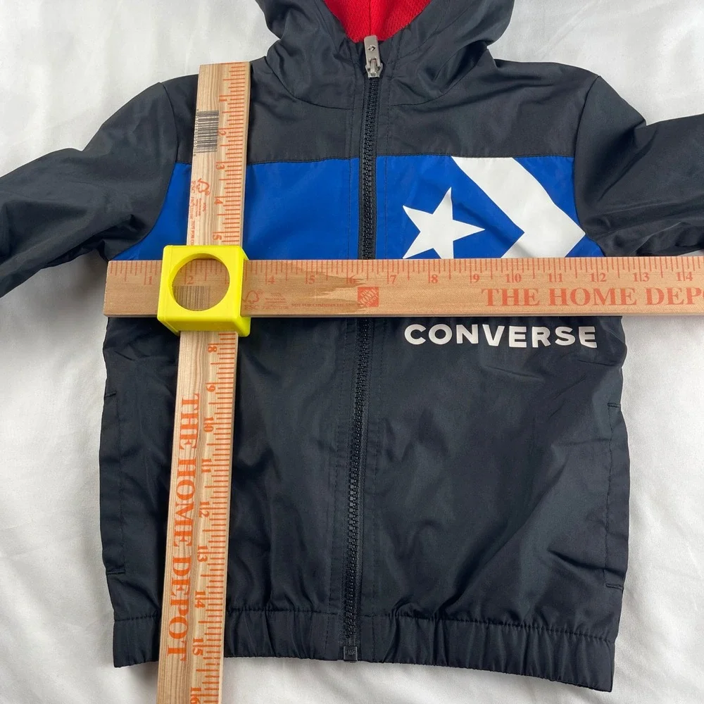 Kids‎ Converse Lightweight Hooded Jacket Black Blue Star Logo 3T